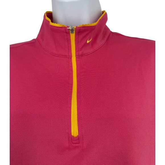 Nike Golf Dri-Fit Womens Pink & Yellow Short Sleeve 1/4 Zip Pullover XL - Picture 2 of 10